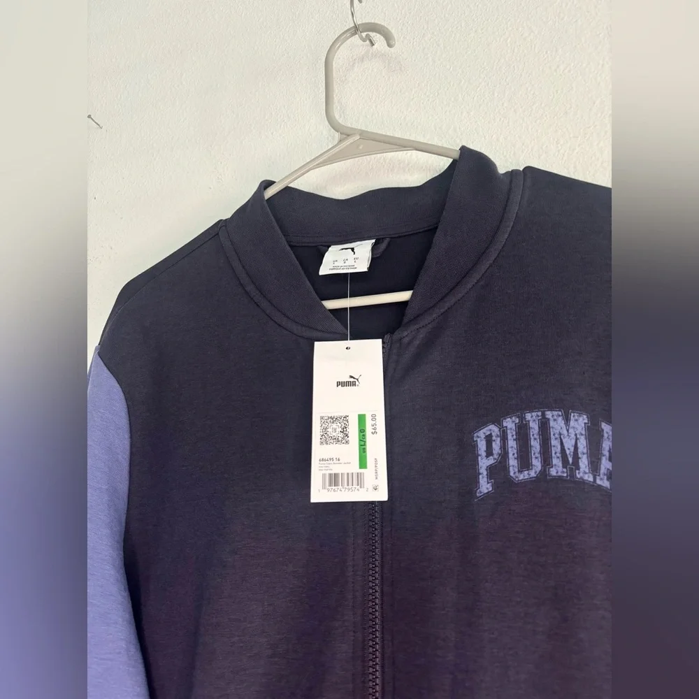 PUMA NWT NAVY COLORBLOCK ZIP UP ATHLETIC SPORTS CLUB BOMBER JACKET SZ LG